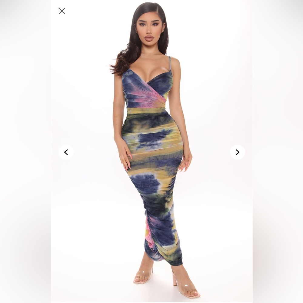 Fashion Nova Bodycon Maxi Dress Navy/combo